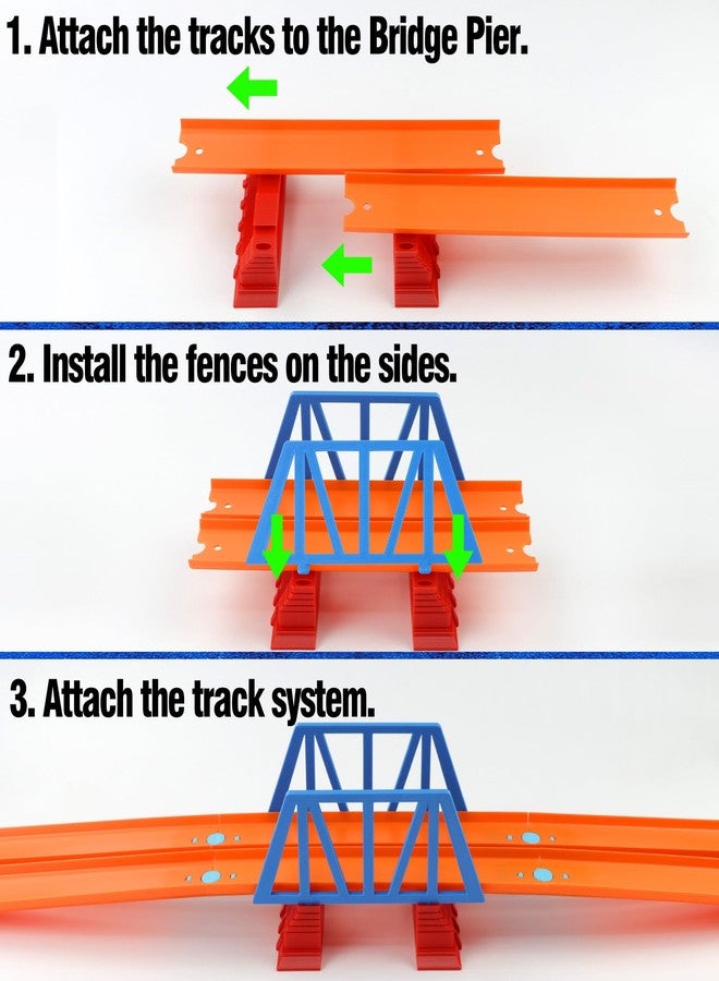 WSBXBB Bridge Double Lane Compatible with hot Wheel Track (Bridge Only) Red & Blue - Image 4